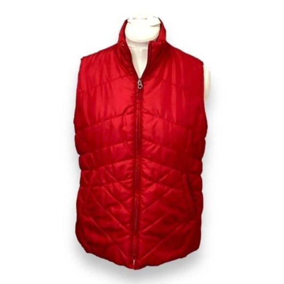 Kim Roger’s Petite Women’s Full Zip Quilted Puffer Vest, Red, size PXL - Picture 1 of 6